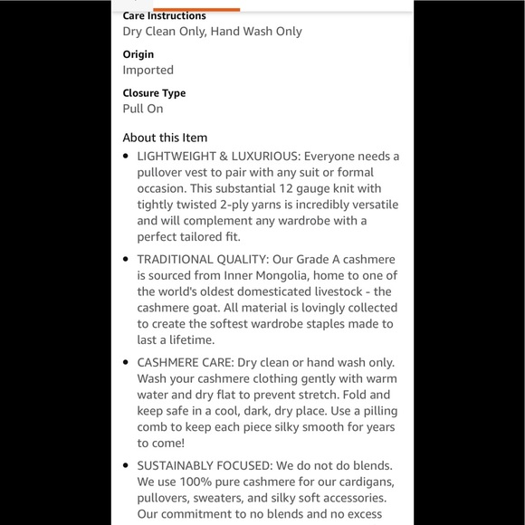 STATE CASHMERE Classic Sleeveless Sweater Vest 100% Pure Cashmere V-Neck XL - Picture 12 of 12